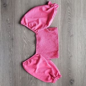 BCBGeneration Pink Smocked Crop - M